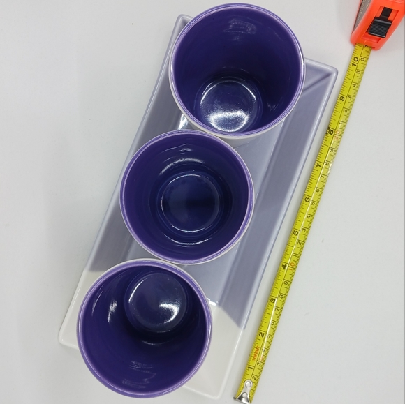 Violet and Off White Royal Doulton 9" Porcelain Tray with Trio of Pots - Picture 9 of 10